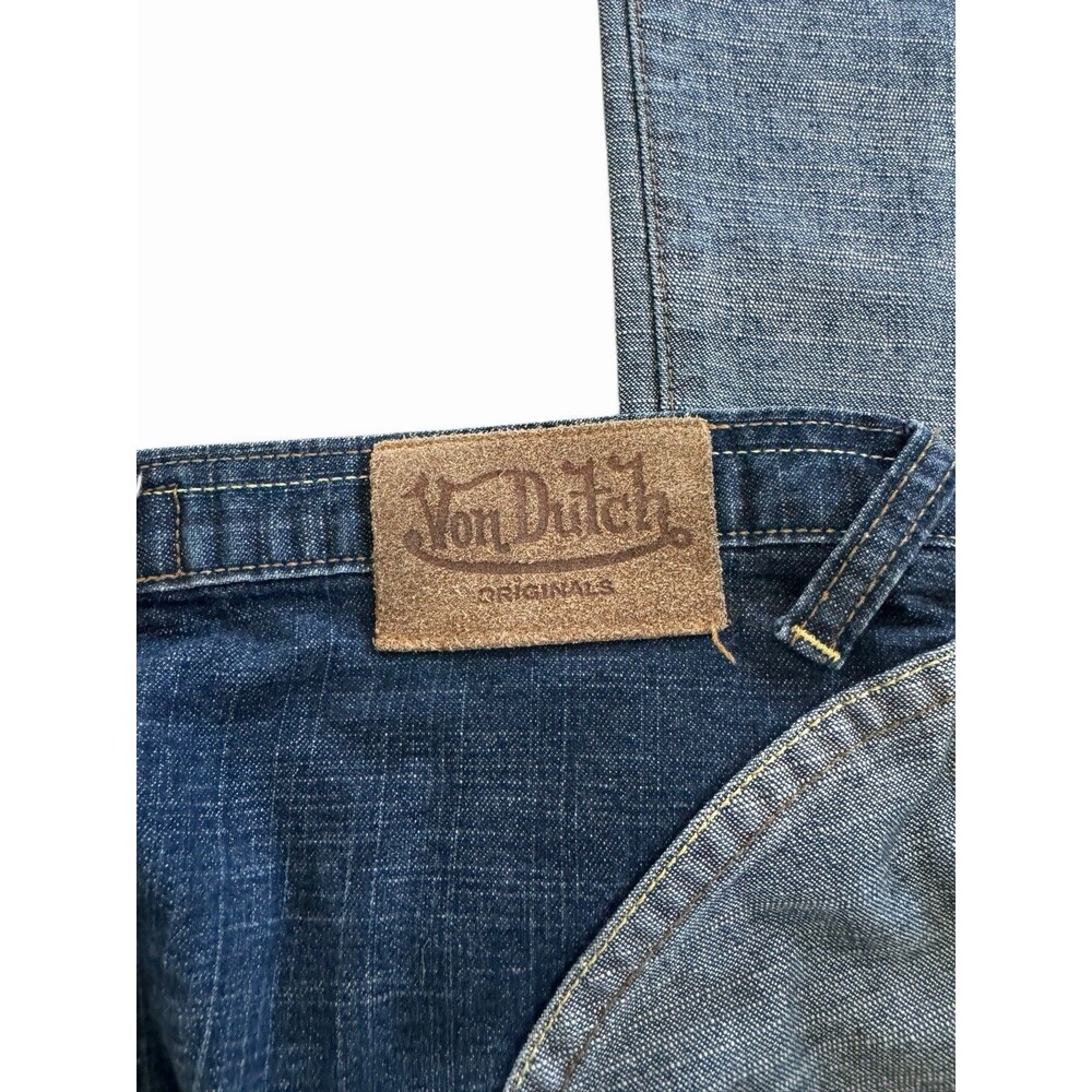Vintage Y2K Von Dutch Jeans Women’s 26 Two Tone Low Rise Chaps Style Western - Picture 11 of 15